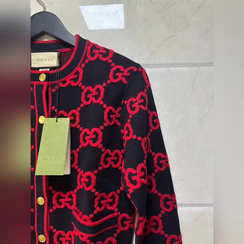 Gucci GG Jacquard Wool blend Knit Cardigan - Picture 4 of 16